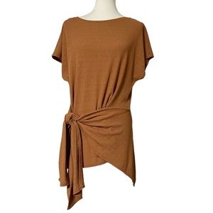 Zara Collection Womens Short Cap Sleeve Tie‎ Front Stretchy Blouse